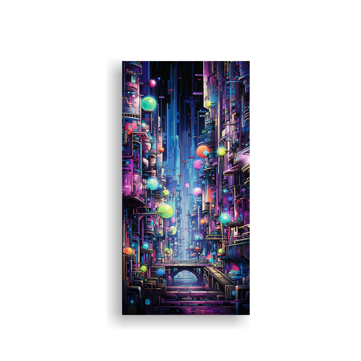 GENERICO - Cuadro Abstracto De Ciudad Cibernética En Arte 70x140 Cm.