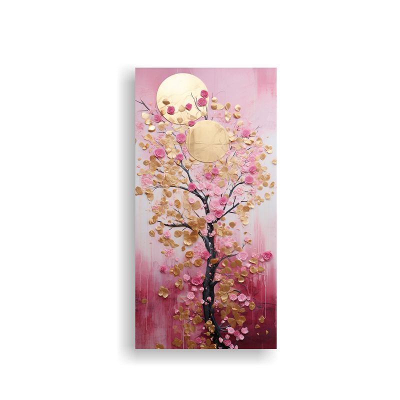 GENERICO - Pintura Mural Conceptual Del árbol En Rosa Y 30x60 Cm