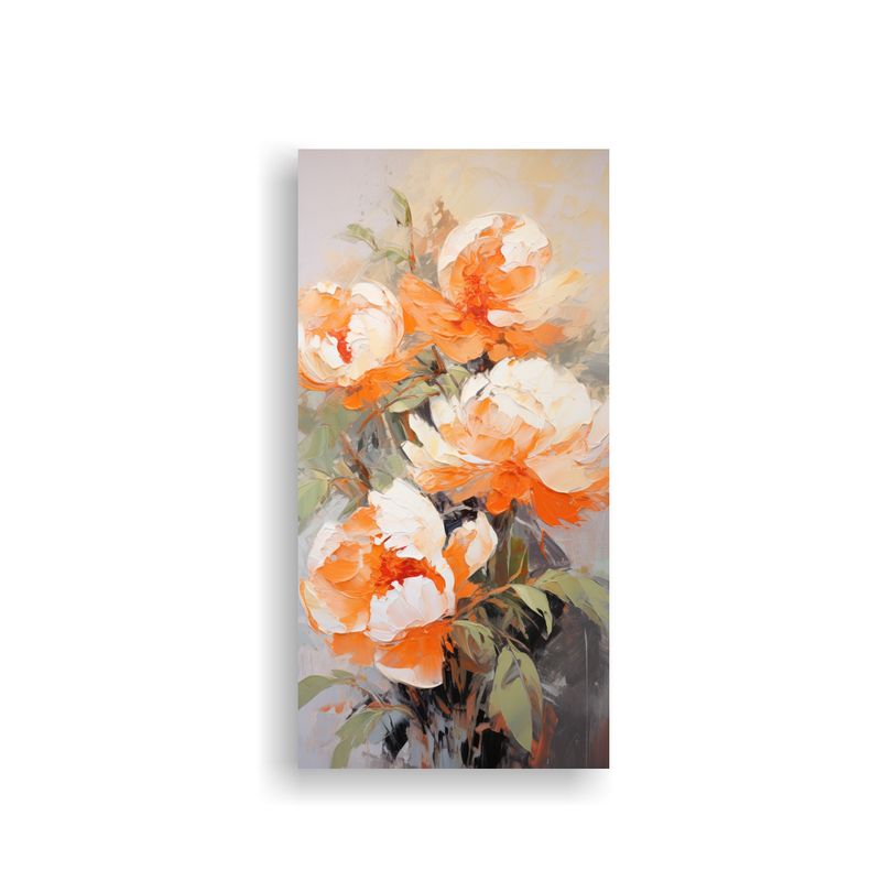 GENERICO - Pintura De Peonías Naranjas En Movimiento 50x100 Cm