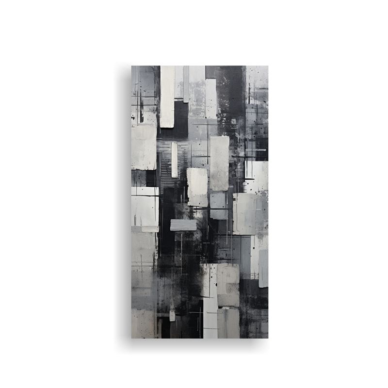 GENERICO - Cuadro Urbano En Blanco Y Negro Con Texturas 40x80 Cm