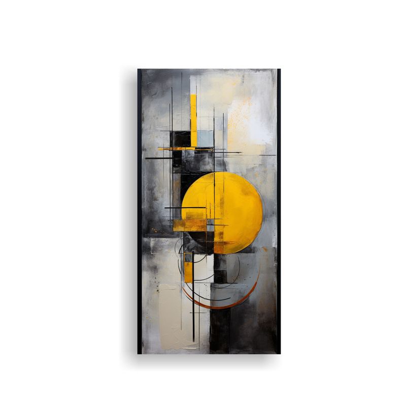 GENERICO - Cuadros Abstractos Florales En Gris Y Amarillo 80x160 Cm