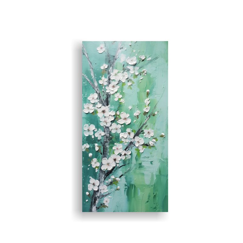 GENERICO - Pintura En Lienzo Moderno De Cerezos Verdes En La 20x40 Cm