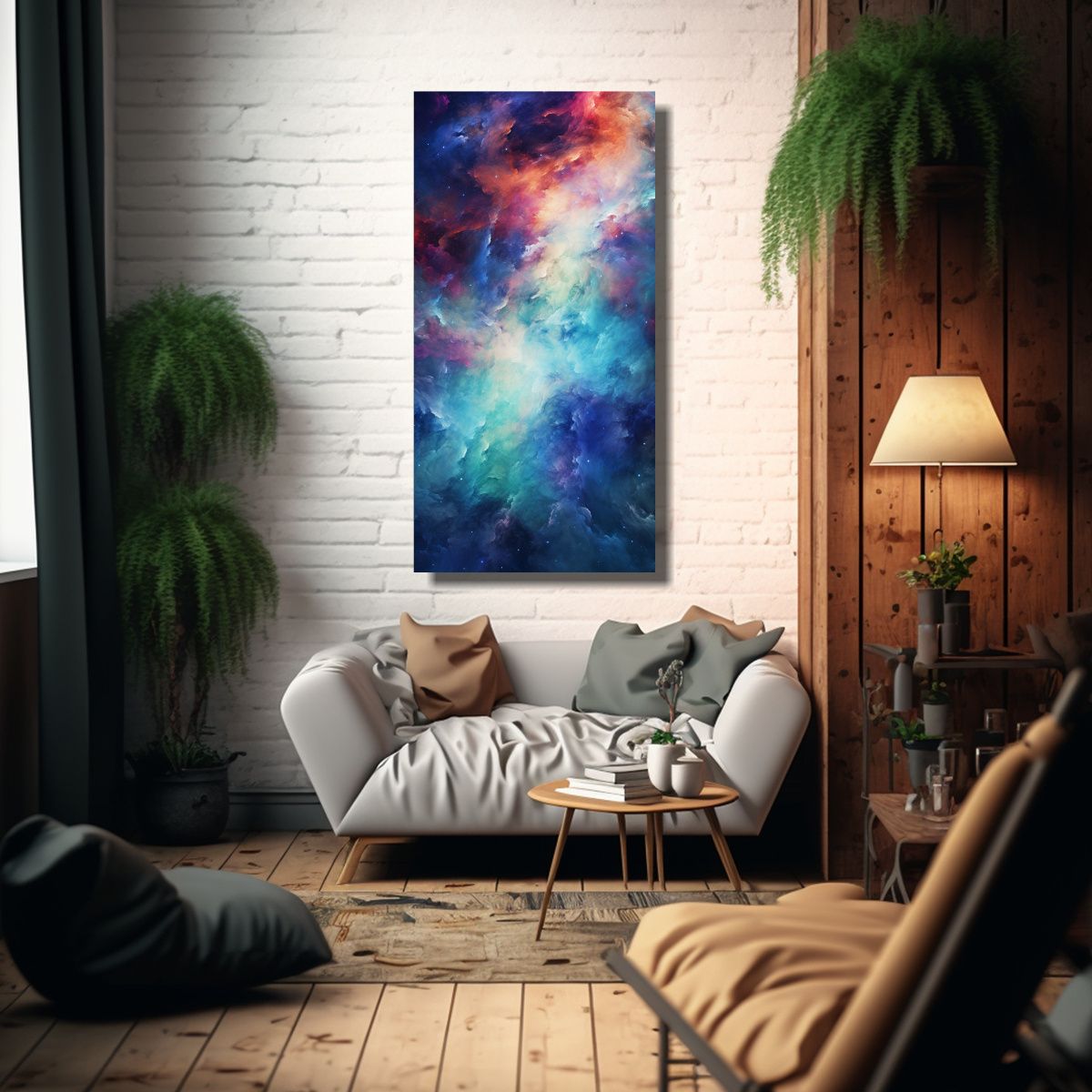 GENERICO - Cuadro Tela Sublimada Abstracción Cósmica De 50x100 Cm