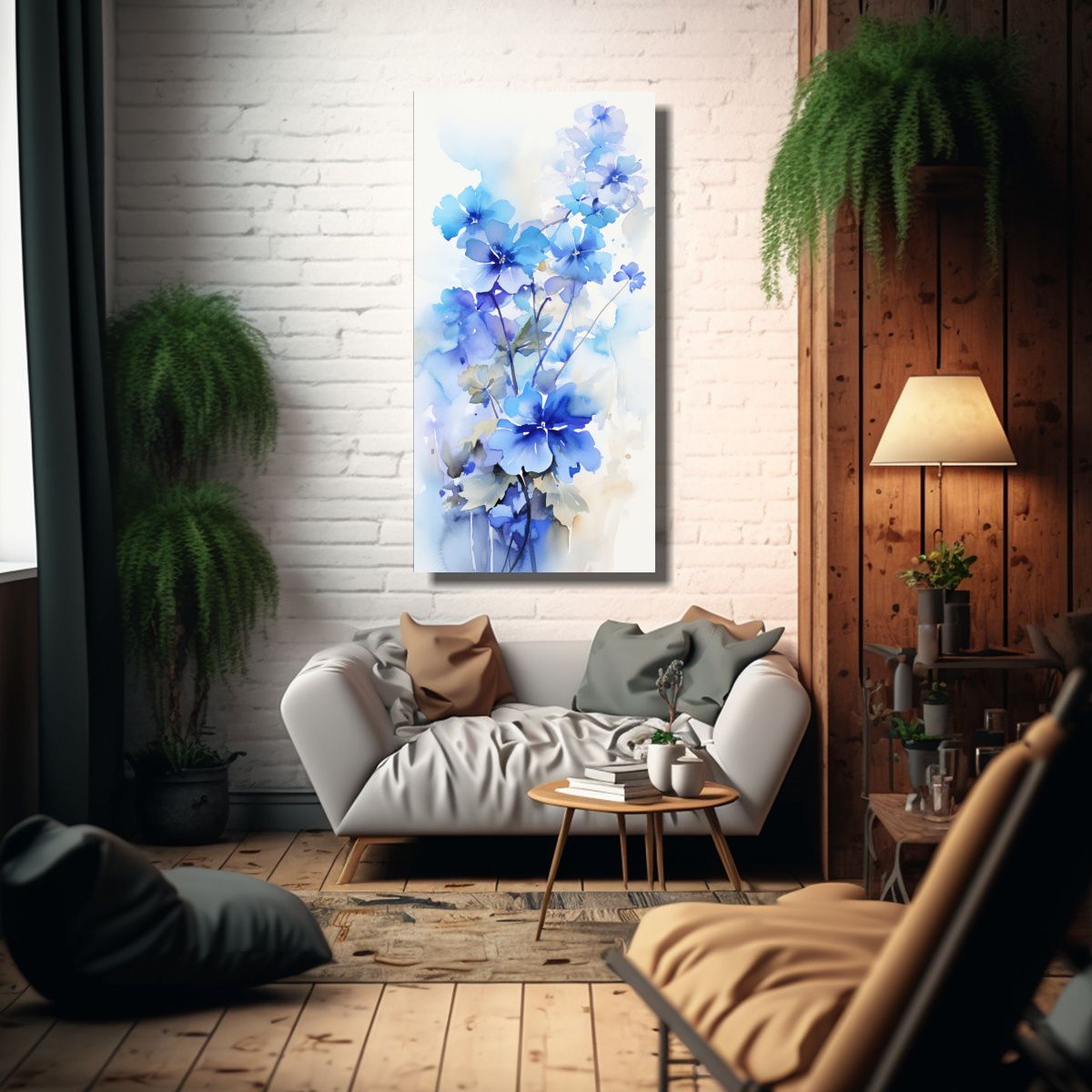 GENERICO - Pintura Abstracta De Geranium Flowers En Blanco Y 30x60 Cm