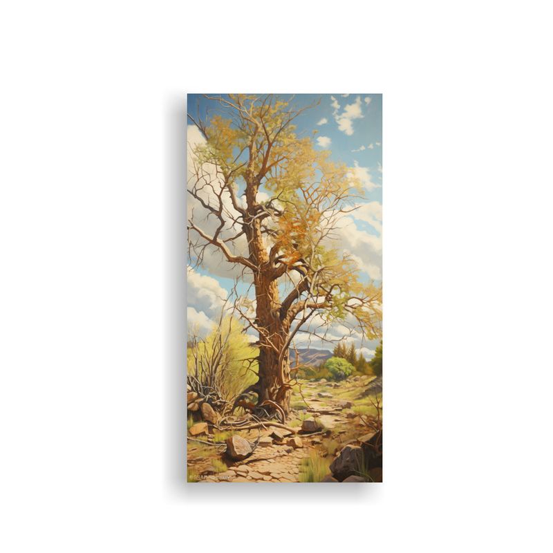 GENERICO - Cuadro Abstracto De árbol De Cottonwood En óleo 50x100 Cm