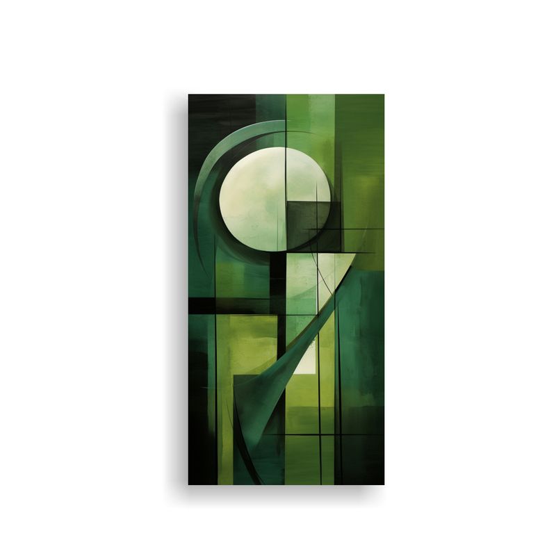 GENERICO - Pintura Abstracta En Lienzo Verde Inspiradora En 20x40 Cm