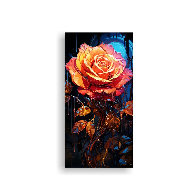 GENERICO - Cuadro Movimiento Rosa Con Gotas Decoración 40x80 Cm