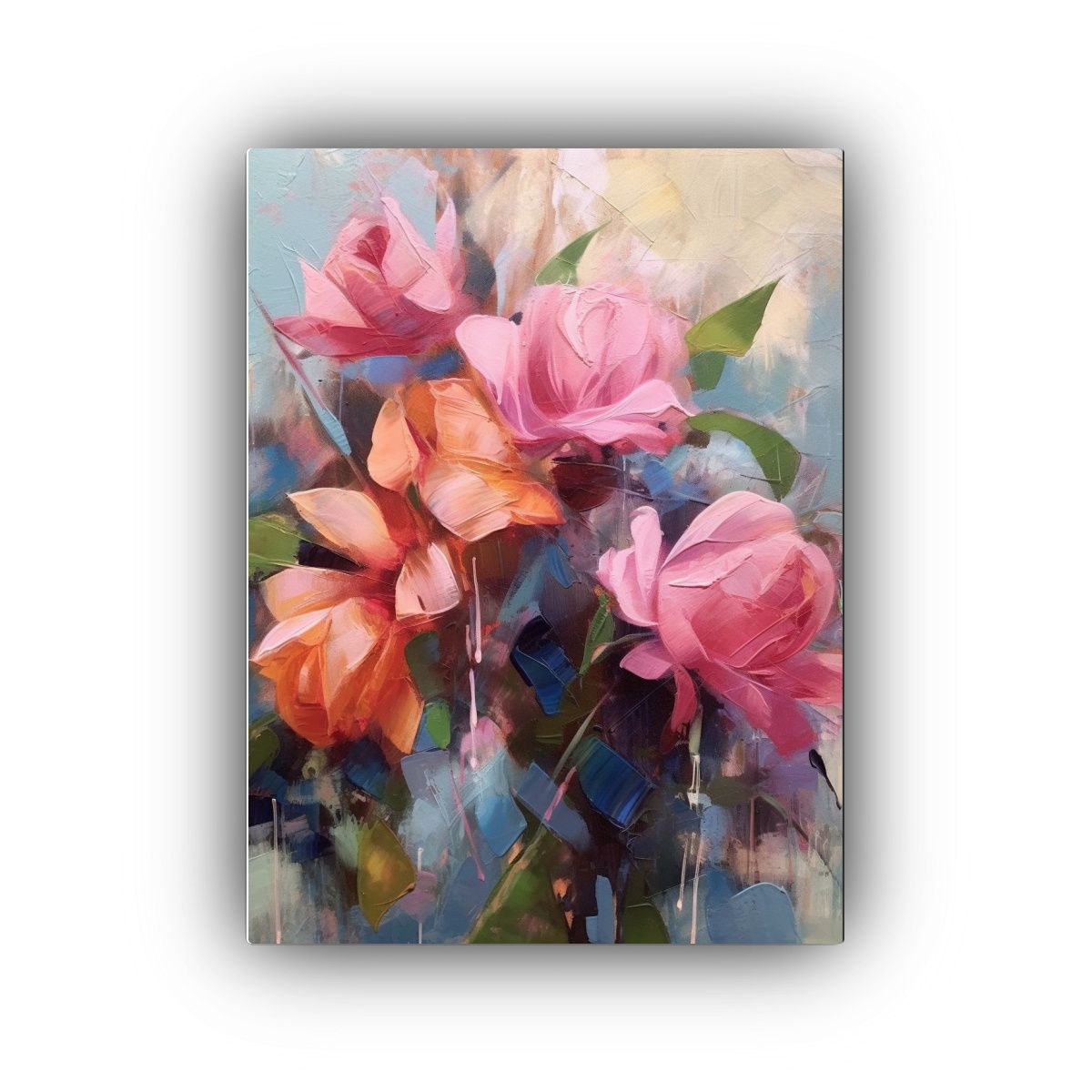 GENERICO - Cuadro Al óleo De Bouquet De Rosas En Estilo De 80x120 Cm