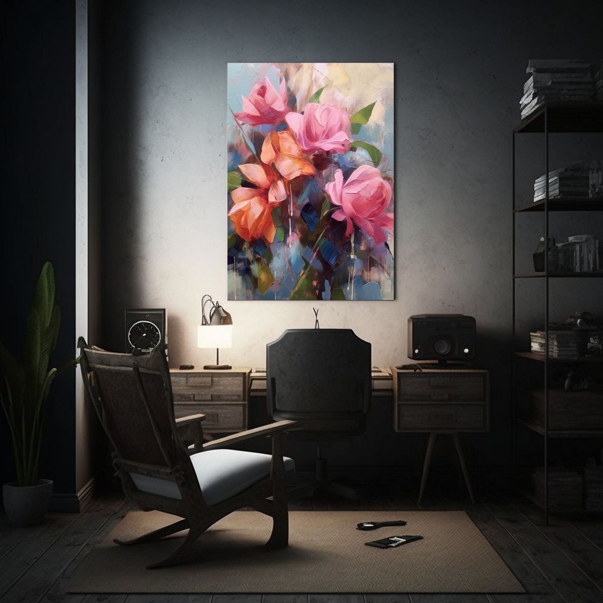 GENERICO - Cuadro Al óleo De Bouquet De Rosas En Estilo De 80x120 Cm