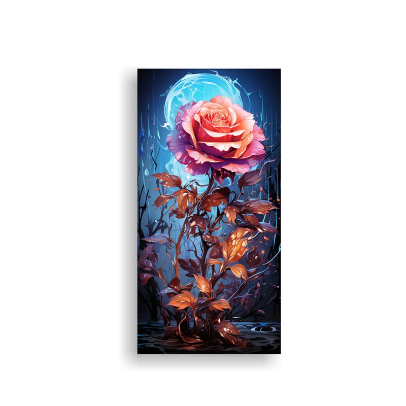 GENERICO - Cuadro Adorno Tribal Con Reflejo Rosa Neón Que 50x100 Cm