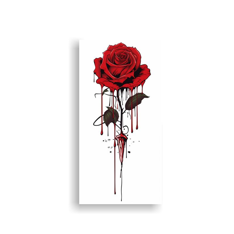 GENERICO - Cuadro Lienzo Juvenil Con Rosa Sangrante Roja 60x120 Cm