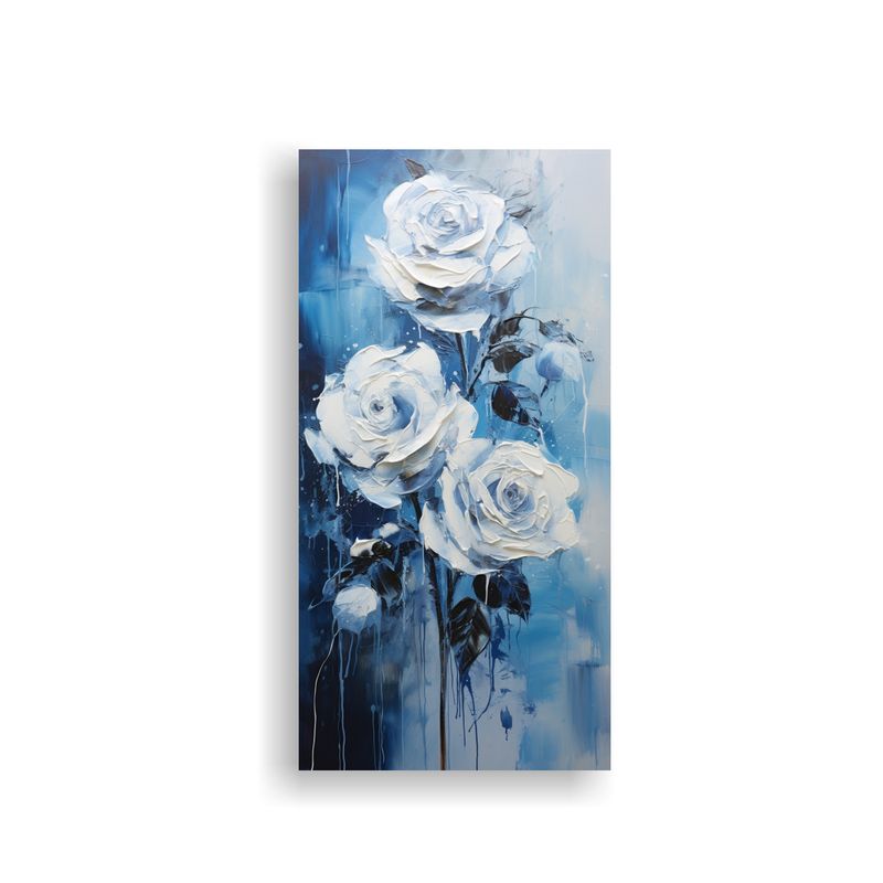 GENERICO - Cuadro Imagen Reflejo De Rosas Azules Pintura En 20x40 Cm