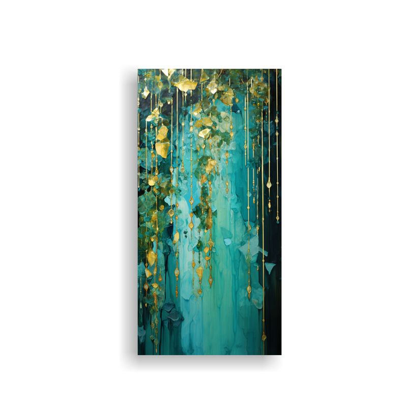 GENERICO - Cuadro Tela Sublimada Verde Oro Estilo Único 40x80 Cm