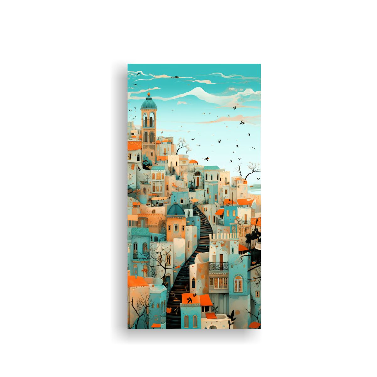 GENERICO - Pintura Acuarela Surrealista En Bastidor De Tela 50x100 Cm