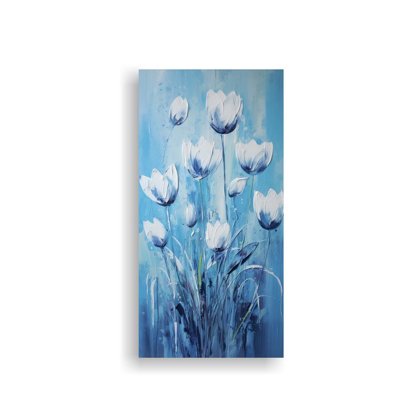 GENERICO - Cuadro Llamativo De Tulipanes Azules En Lienzo Al 40x80 Cm