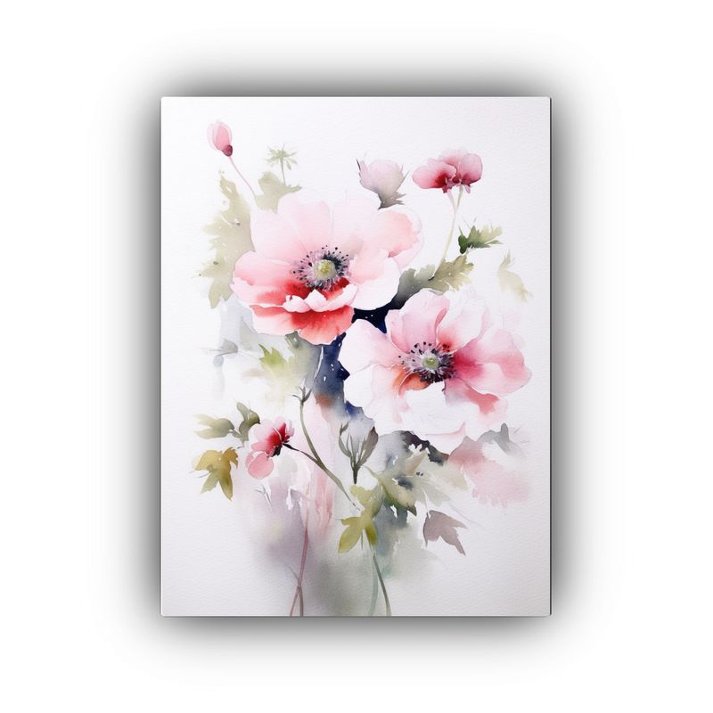 GENERICO - Pintura Acuarela Floral De Flores En Rosa Y 80x120 Cm