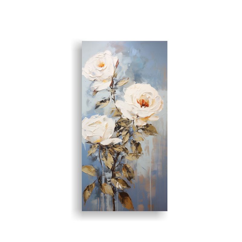 GENERICO - Pintura En Lienzo De Rosas Blancas En Estilo De 80x160 Cm