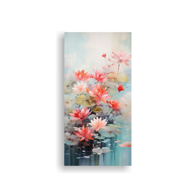 GENERICO - Cuadro Impactante Con Nenúfares Flotando Y Dos 70x140 Cm