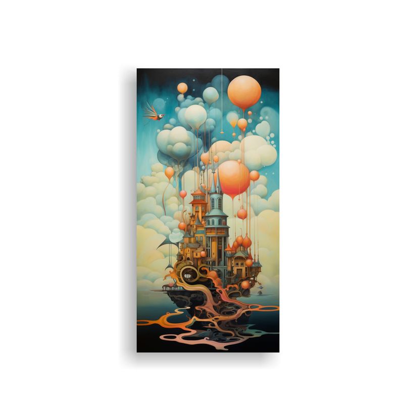 GENERICO - Paisaje Surrealista Con Islas Flotantes Arte 50x100 Cm