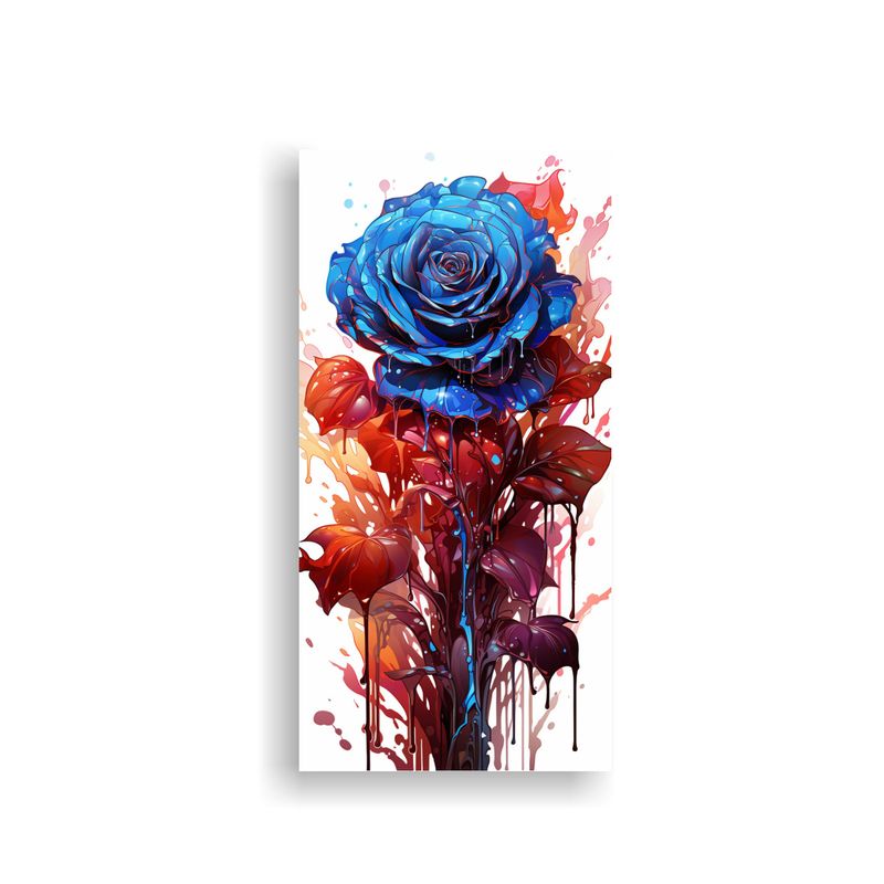 GENERICO - Lienzo De Tela Hermoso Con Rosa Coloreada Y Goteo 40x80 Cm