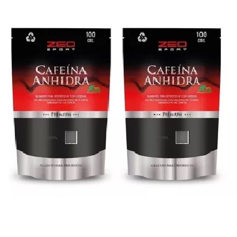 GENERICO - Pack Cafeina Anhidra Pura Zeo Polvo 2x100 Gr Doypack