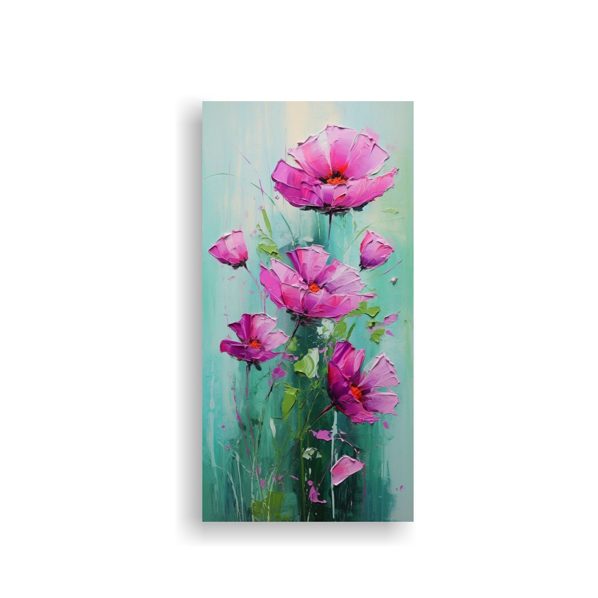 GENERICO - Cuadro Innovador Composición Verde Y Magenta 70x140 Cm