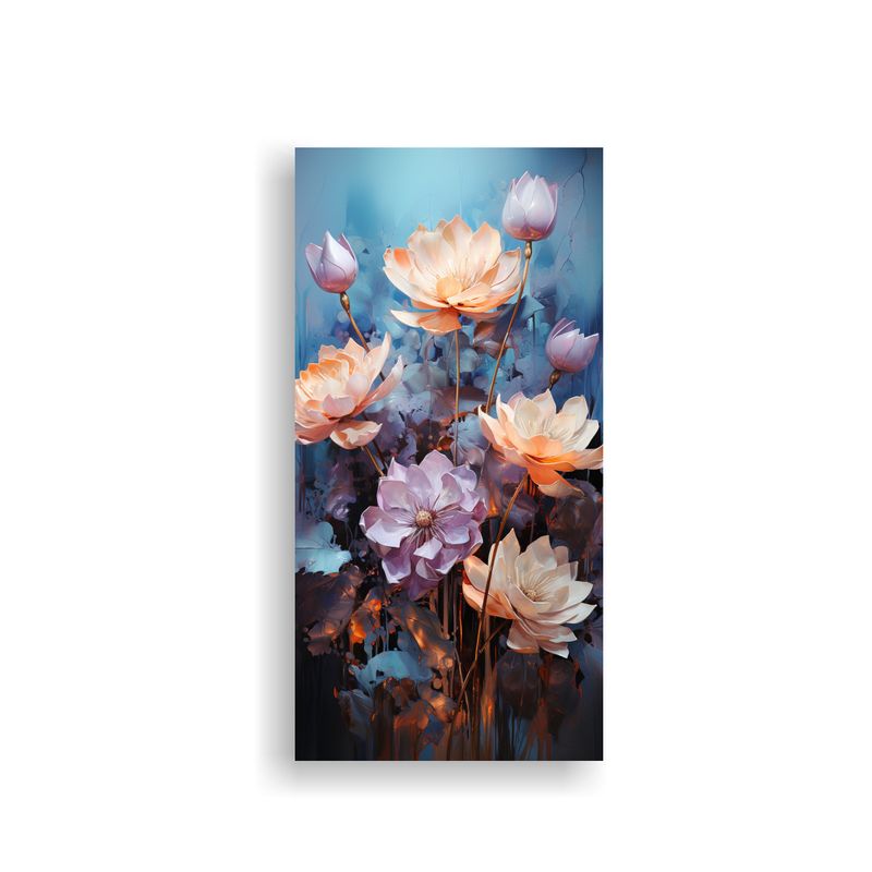 GENERICO - Arte Decorativo Luminoso Con Flores De Loto En 80x160 Cm