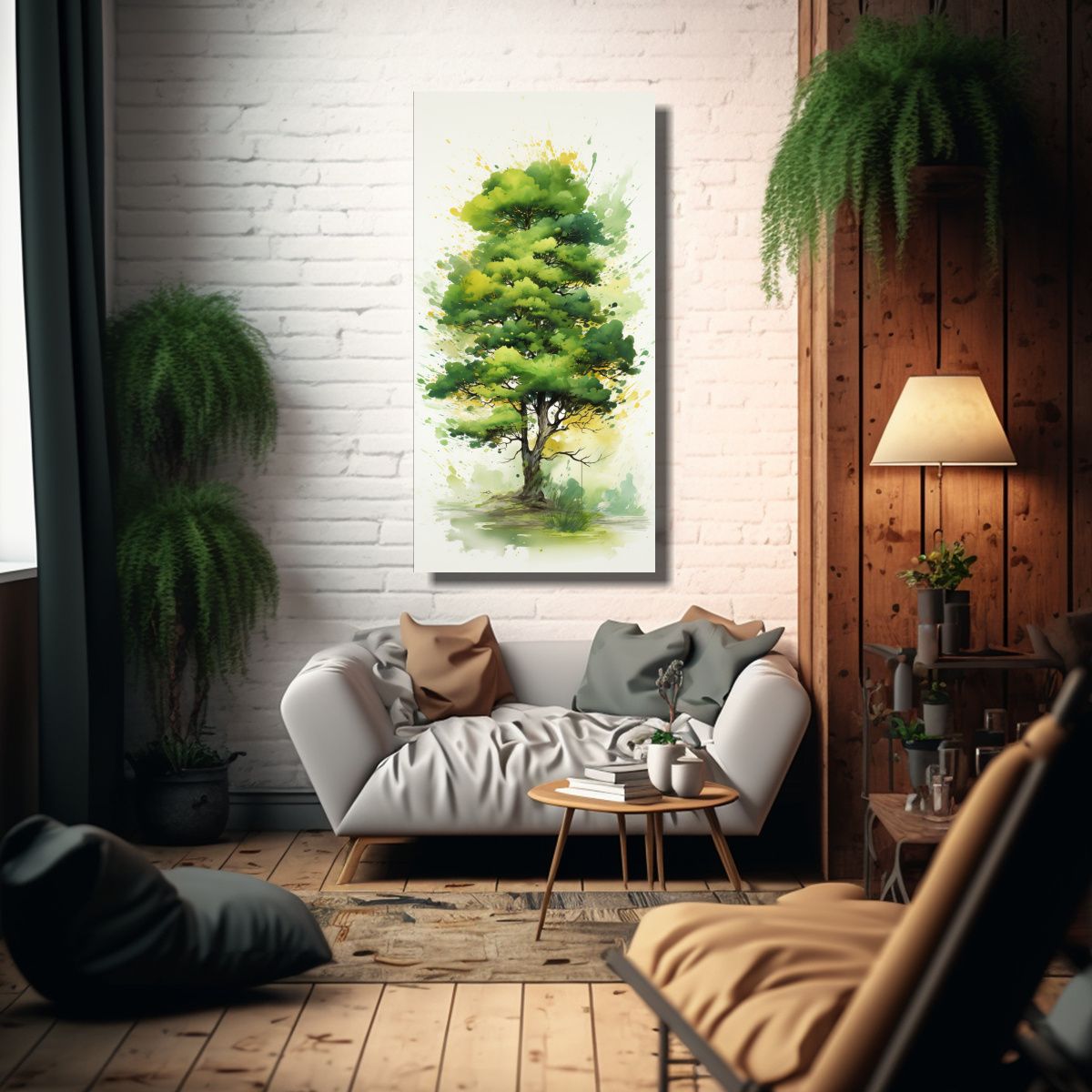 GENERICO - Cuadro Abstracto De Un árbol De Ciprés En 20x40 Cm.