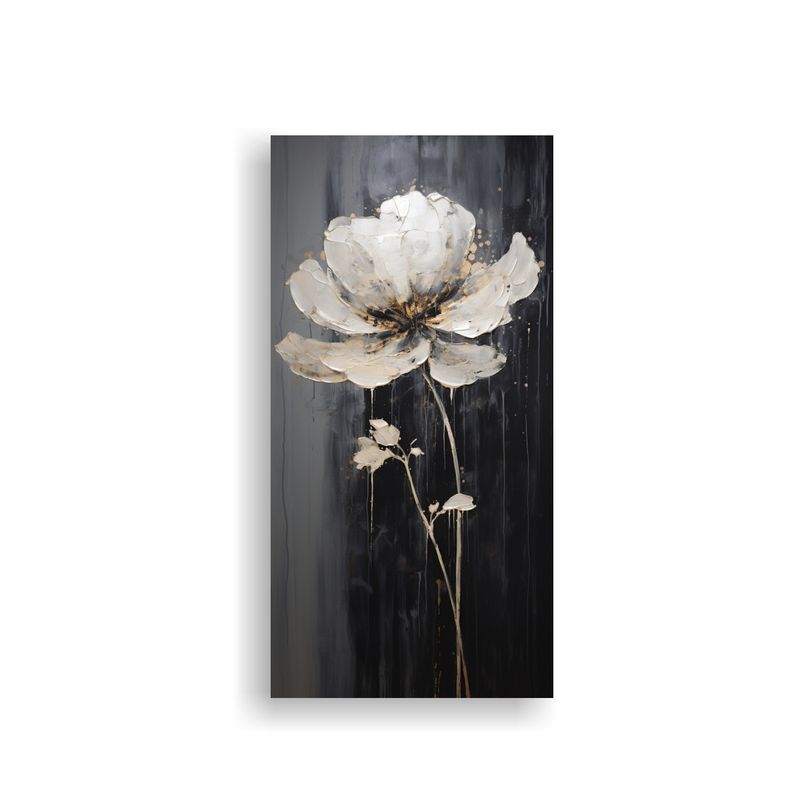 GENERICO - Pintura En Lienzo De Flores Negras Con Relieve En 70x140 Cm