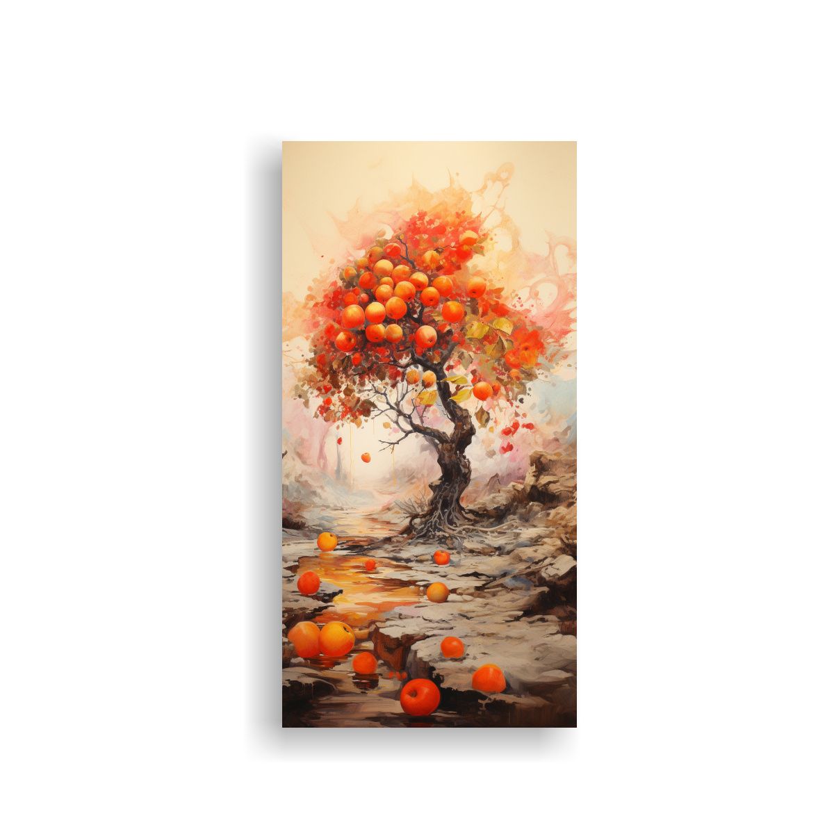 GENERICO - Pintura Acuarela Abstracta De Colores Rojos De 30x60 Cm