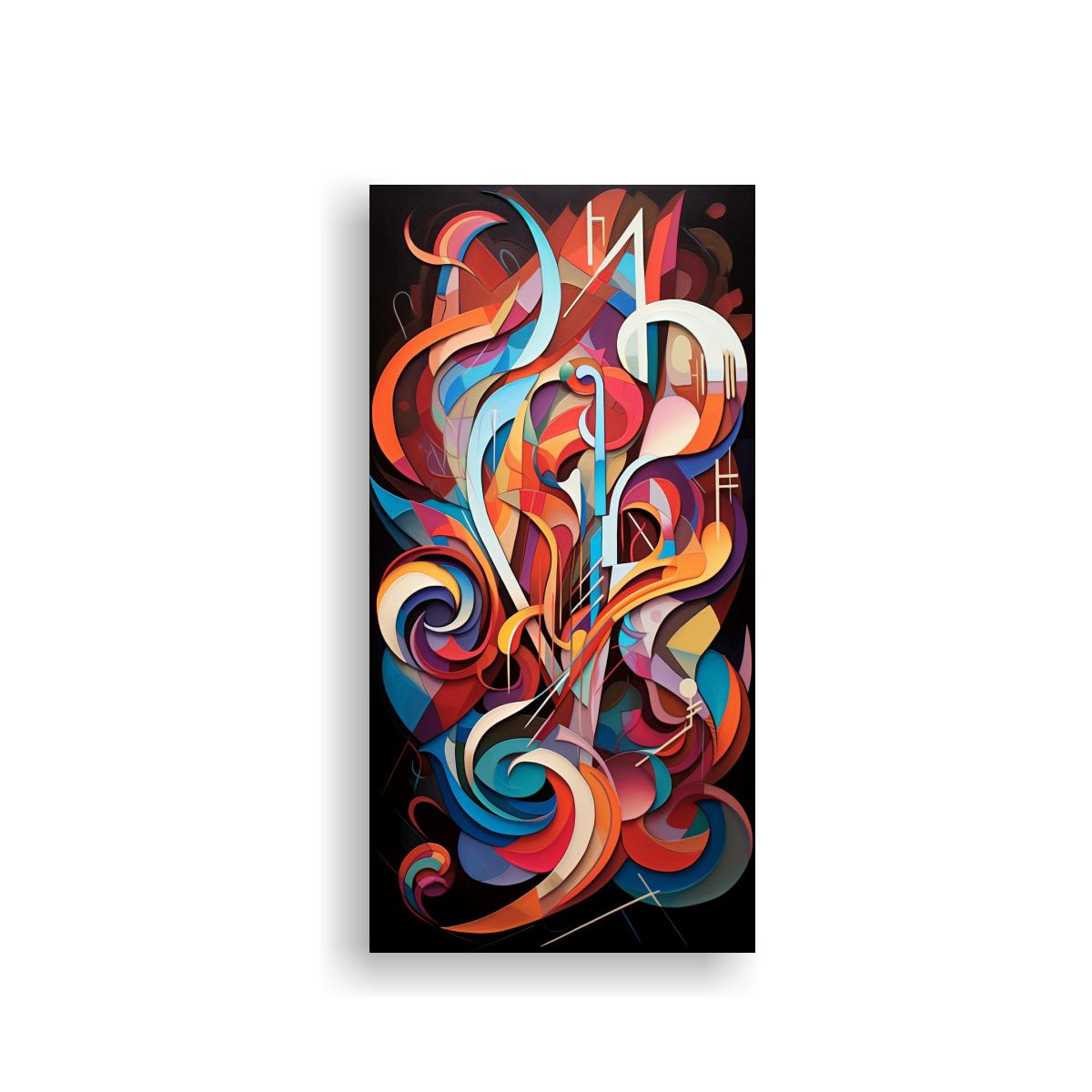 GENERICO - Cuadro Musical Abstracto En Bastidor Notas 80x160 Cm