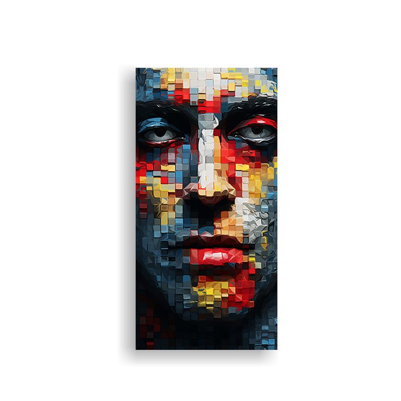 GENERICO - Cuadro Decorativo De Rostro Abstracto De Píxeles 40x80 Cm