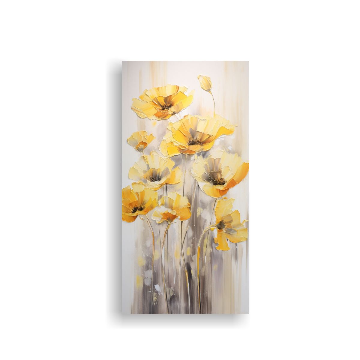 GENERICO - Cuadro De Flores Amarillas En Lienzo Pintura De 80x160 Cm