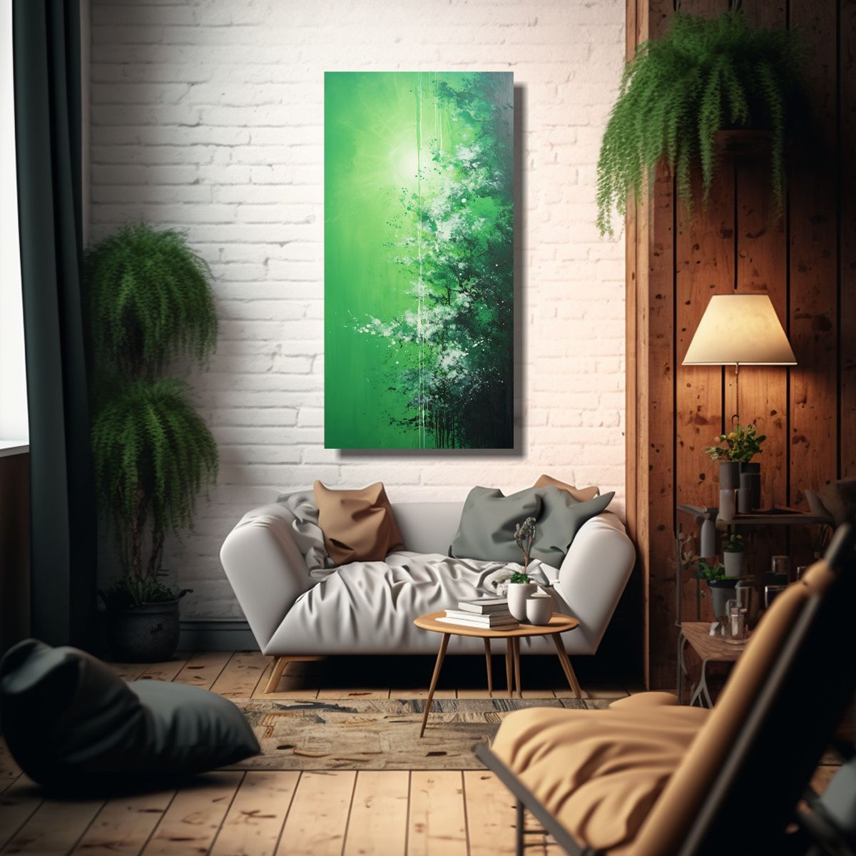 GENERICO - Lienzo De Tela Para Cocina En Verde Y Plateado En 20x40 Cm