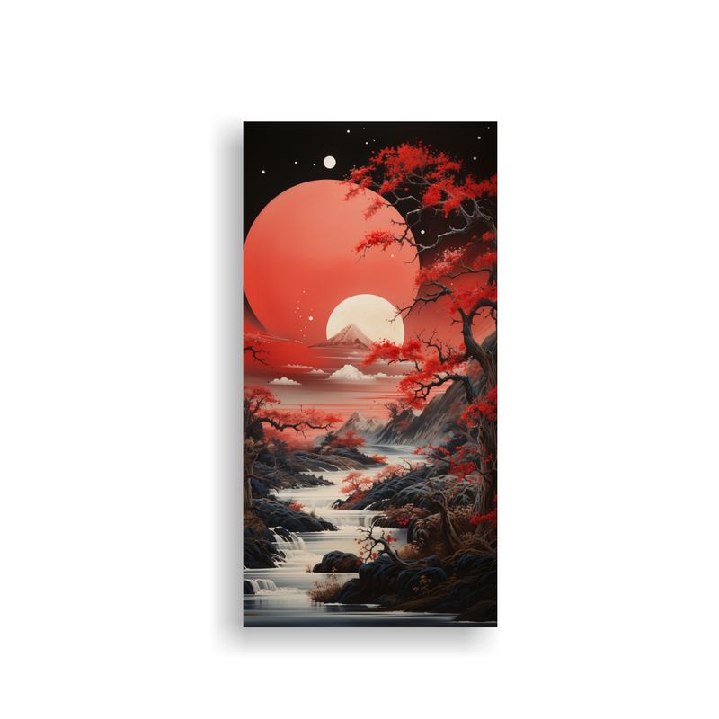 GENERICO - Cuadro Montañas Luna Finas Líneas Decoración 60x120 Cm
