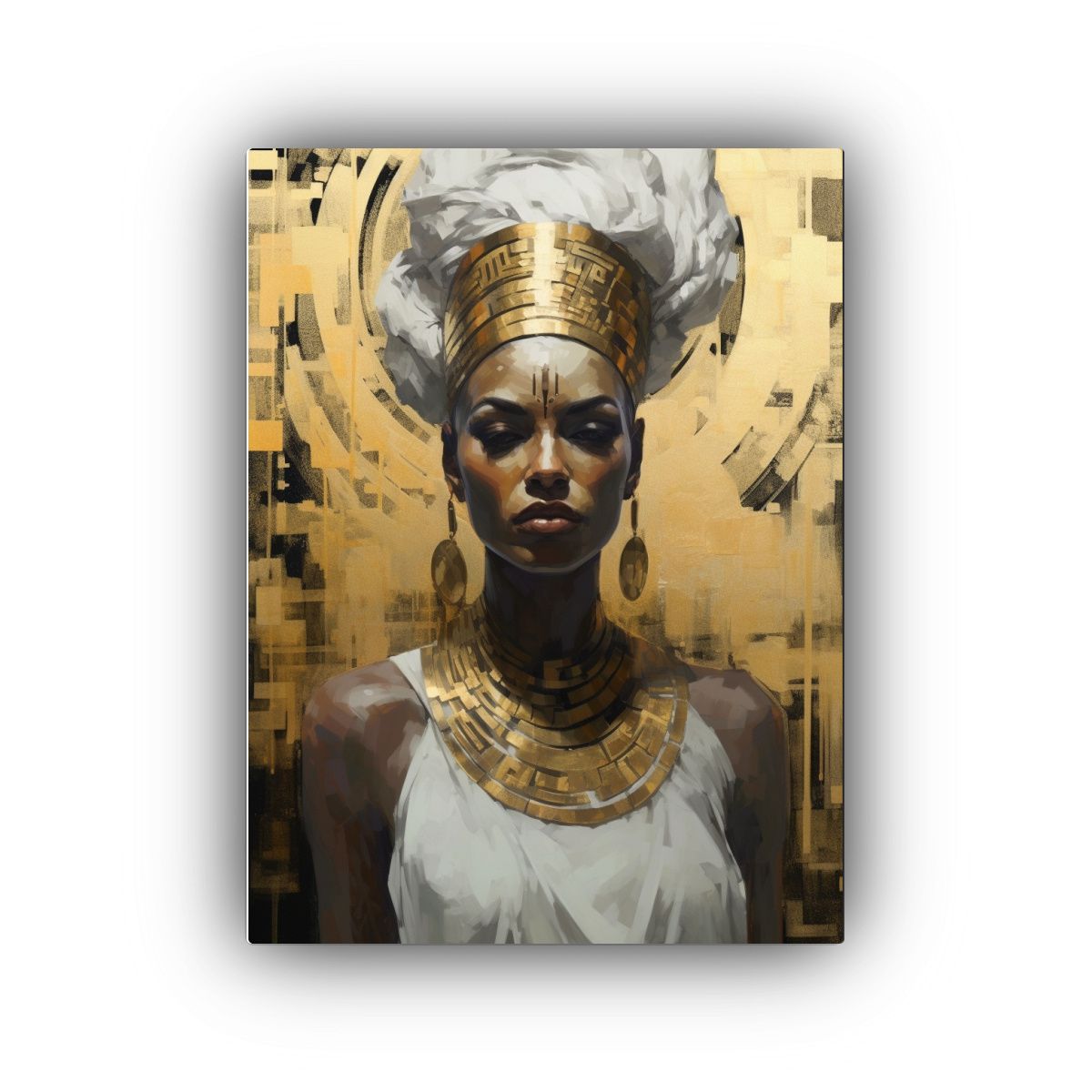 GENERICO - Pintura Mujer Con Turbante Dorado Composición 80x120 Cm