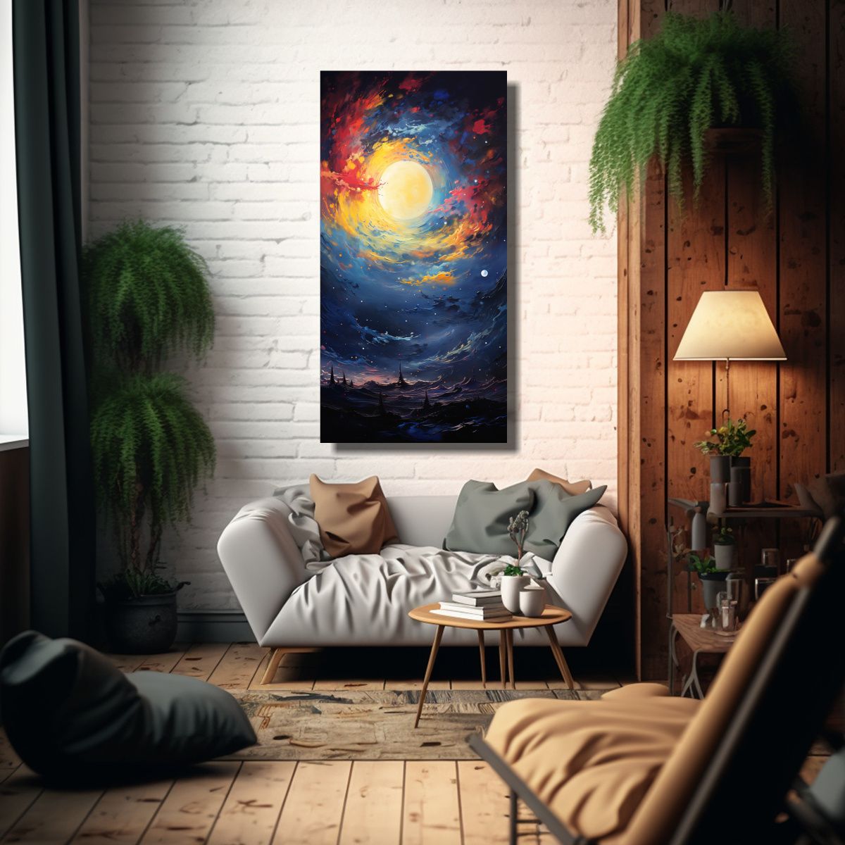 GENERICO - Pintura Abstracta De Luna Creciente De Alta 30x60 Cm