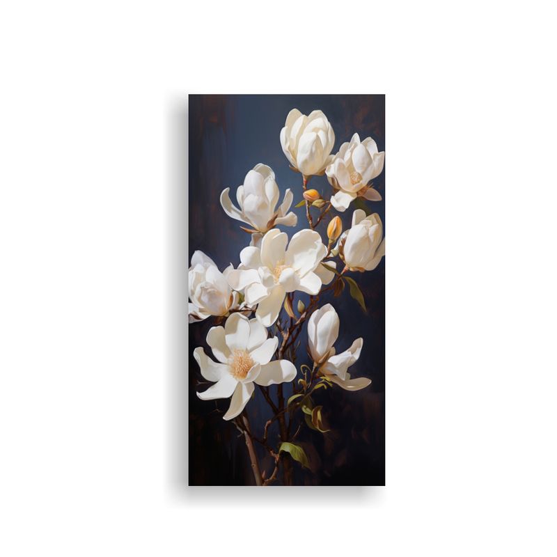 GENERICO - Cuadro Moderno De Magnolias Pintura Abstracta Al 30x60 Cm