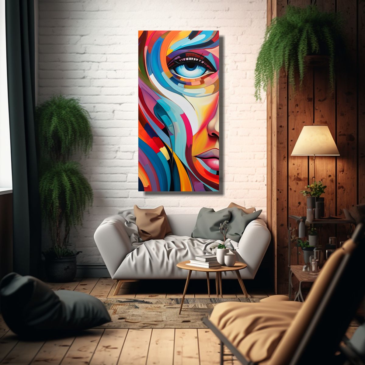 GENERICO - Pintura Abstracta Colorida Impactante En Bastidor 60x120 Cm
