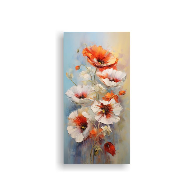 GENERICO - Cuadro Abstracto De Amapolas En Textura De óleo 70x140 Cm
