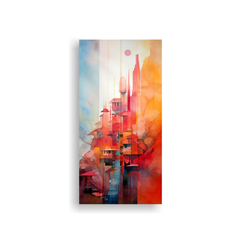 GENERICO - Paisaje Abstracto Acuarela En Bastidor Armonía 50x100 Cm