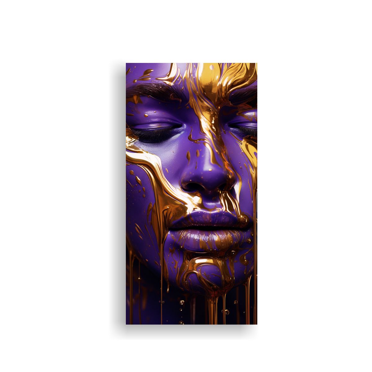 GENERICO - Cuadro Abstracción En Estilo Dorado Y Morado 80x160 Cm