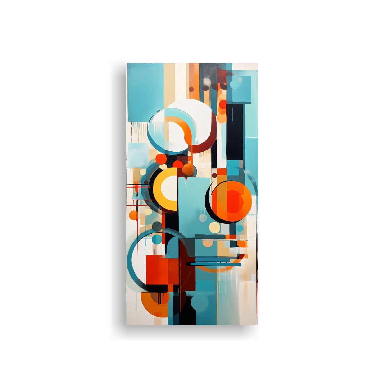 GENERICO - Pintura Abstracta Amarillo Azul Refinado En Tela 50x100 Cm