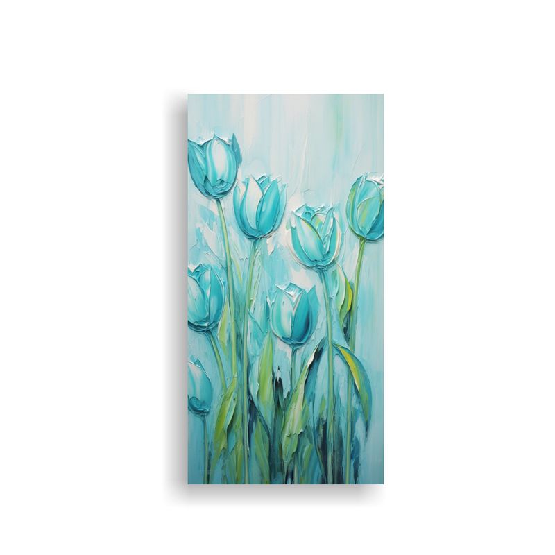 GENERICO - Cuadro De Tulipanes Turquesa De Alta Calidad En 40x80 Cm