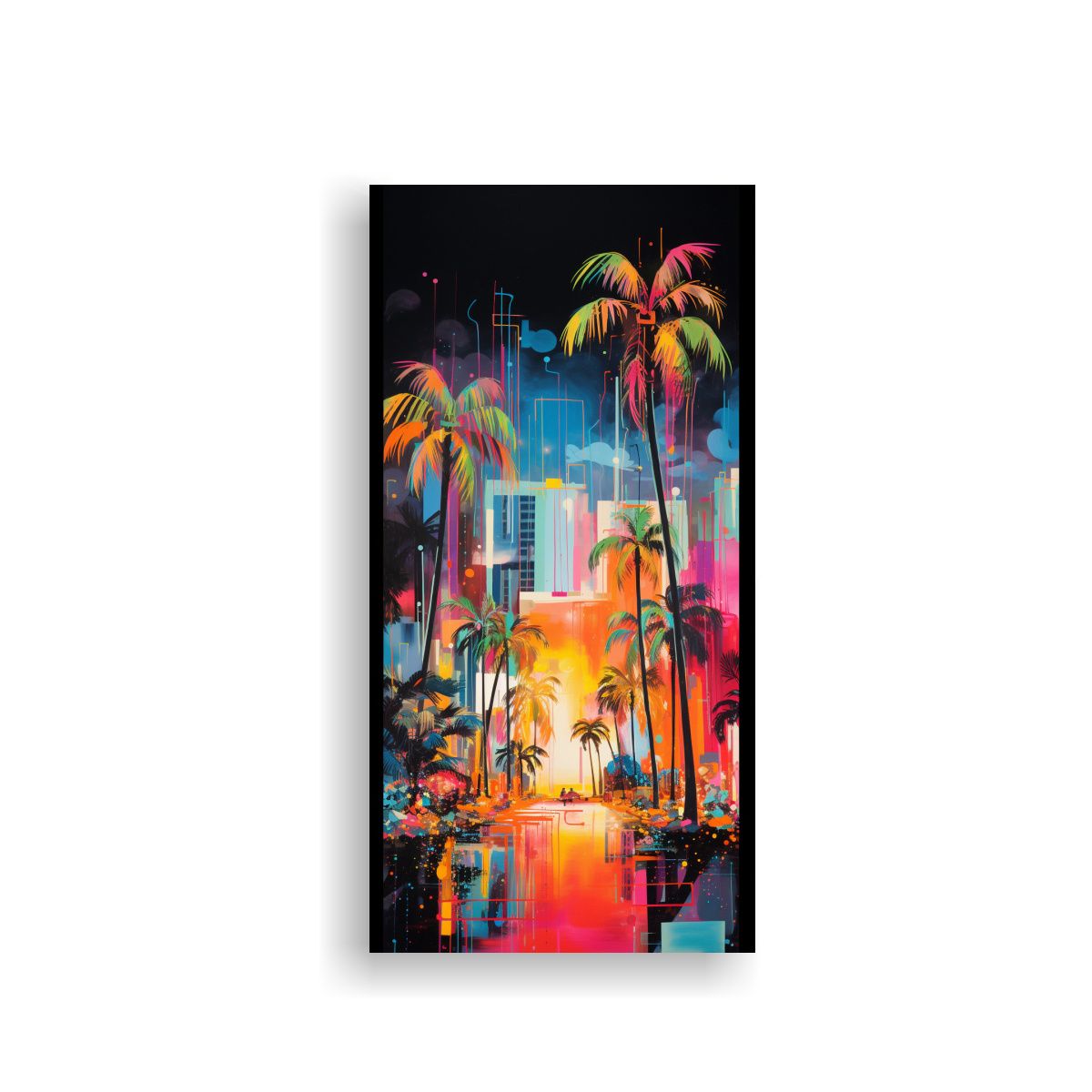 GENERICO - Cuadro Abstracto De Colores Neón Inspirado En La 60x120 Cm