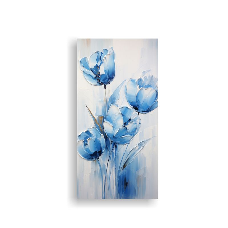 GENERICO - Cuadro Abstracto De Tulipanes Azules En Lienzo 50x100 Cm