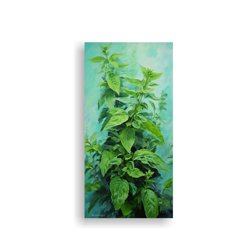 GENERICO - Cuadro Abstracto De Hierbas De Menta 80x160 Cm