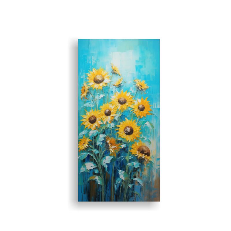 GENERICO - Tela En Bastidor Arte Turquesa Girasoles En El 70x140 Cm