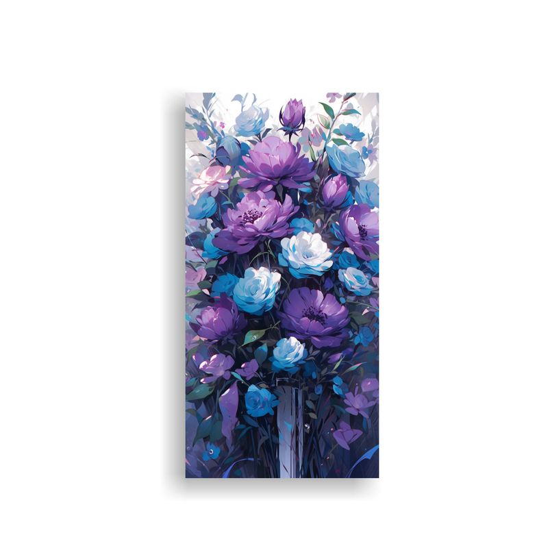 GENERICO - Pintura Lienzo Equilibrio Morado Y Turquesa Flores 60x120 Cm