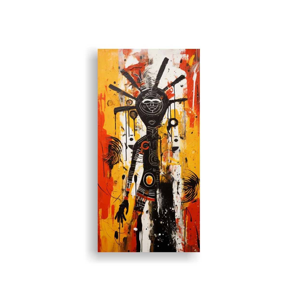 GENERICO - Pintura Abstracta En Amarillo Rojo Y Negro 20x40 Cm